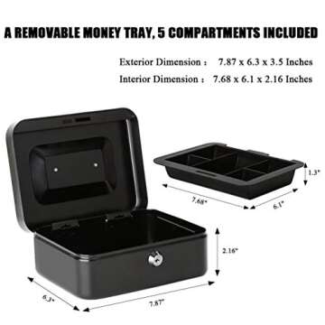 Jssmst Locking Medium Steel Cash Box with Tray