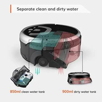 ILIFE Shinebot W400s Vacuum Mop Robot Cleaner, Wet Mopping, Floor Washing and Scrubbing, XL Water Tank, Zig-Zag Cleaning Path, for Hard Floors only
