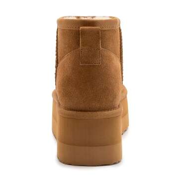 Xiakolaka Women's Classic Platform Mini Boots Winter Suede Anti-Slip Ankle Snow Chestnut Boots Size 7