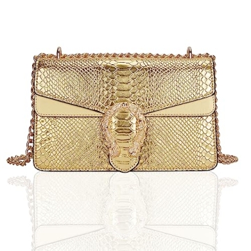 KOPNUR Women's Snake Print Crossbody Shoulder Bag PU Leather Satchel Chain Purse Evening Clutch Hand...