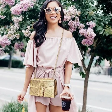 KOPNUR Women's Snake Print Crossbody Shoulder Bag PU Leather Satchel Chain Purse Evening Clutch Handbag Gold