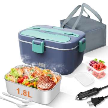 DUPASU Electric Lunch Box, Food Heated 12V 24V 110V Portable Food Warmer Heater for Car/Truck/Home, ...