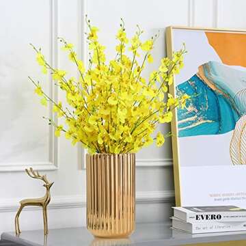 8.6 inch Gold Ceramic Flower Vase Home Decor Vase and Table Centerpieces Vase - Ideal Gifts for Friends and Family, Christmas, Wedding, Bridal Shower