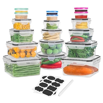 36 PCS Food Storage Containers (18 Stackable kitchen Storage Containers with 18 Lids airtight) - BPA...