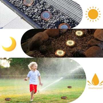 JKIMK Solar Ground Lights Outdoor Waterproof Flat Solar Lights Garden Solar Disk Lights Outdoor Floo...