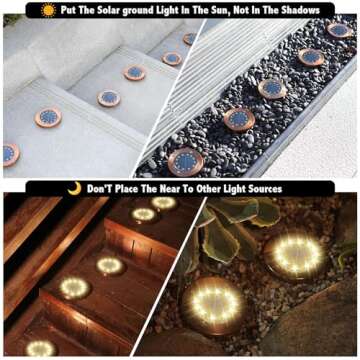 JKIMK Solar Ground Lights Outdoor Waterproof Flat Solar Lights Garden Solar Disk Lights Outdoor Floor Lights 12 LED 8 Pack for Garden Patio Pathway Landscape Driveway Yard Path Decor