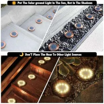 JKIMK Solar Ground Lights Outdoor Waterproof Flat Solar Lights Garden Solar Disk Lights Outdoor Floor Lights 12 LED 8 Pack for Garden Patio Pathway Landscape Driveway Yard Path Decor