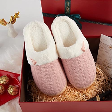 Fuzzy Memory Foam Slippers for Women - Cozy & Warm