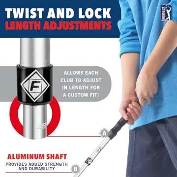 Franklin Sports PGA Tour Kids Golf Set - Youth Adjustable Plastic Golf Club Set - Kids Plastic Golf Set with Bag and Balls - Adjustable Length Clubs for Toddlers - Red & Blue