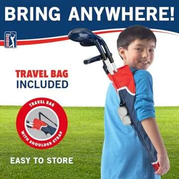 Franklin Sports PGA Tour Kids Golf Set - Youth Adjustable Plastic Golf Club Set - Kids Plastic Golf Set with Bag and Balls - Adjustable Length Clubs for Toddlers - Red & Blue