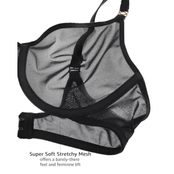 Cosnufy Balconette Bra | Sexy Sheer Underwire Bra