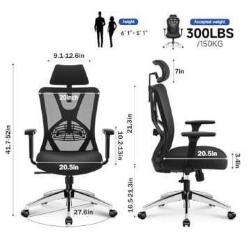 Ticova Ergonomic Office Chair with Adjustable Features