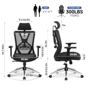 Ticova Ergonomic Office Chair with Adjustable Features