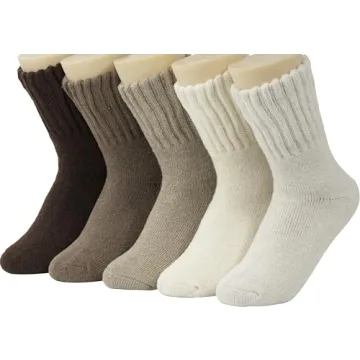 Weweya 5 Pairs Boot Socks for Women Winter Wool Socks Crew Socks Warm Thick Socks Gifts for Women