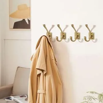 khtumeware Vintage Wall Hooks,5 Pack Coat Hooks Hardware Towel Hooks for Hanging Coats Champagne Bronze Robe Hooks Wall Mounted with Screws for Key, Towel, Bags, Cup.