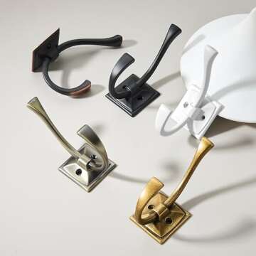 khtumeware Vintage Wall Hooks,5 Pack Coat Hooks Hardware Towel Hooks for Hanging Coats Champagne Bronze Robe Hooks Wall Mounted with Screws for Key, Towel, Bags, Cup.