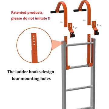 2 Pack Heavy Duty Roof Ladder Hook with Wheel,Extension Ladder Stabilizer for Roof with Rubber Grip ...