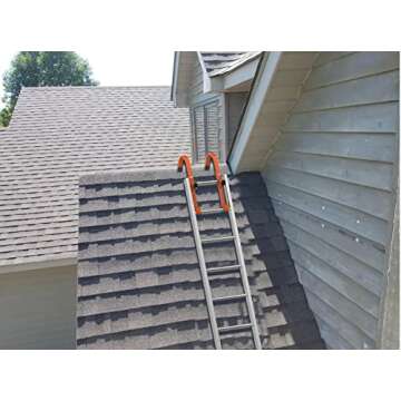 2 Pack Heavy Duty Roof Ladder Hook with Wheel,Extension Ladder Stabilizer for Roof with Rubber Grip T-Bar for Damage Prevention, Fast and Easy Setup to Access Steep Roofs