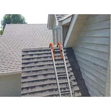 2 Pack Heavy Duty Roof Ladder Hook with Wheel,Extension Ladder Stabilizer for Roof with Rubber Grip T-Bar for Damage Prevention, Fast and Easy Setup to Access Steep Roofs