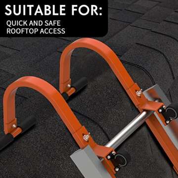 2 Pack Heavy Duty Roof Ladder Hook with Wheel,Extension Ladder Stabilizer for Roof with Rubber Grip T-Bar for Damage Prevention, Fast and Easy Setup to Access Steep Roofs