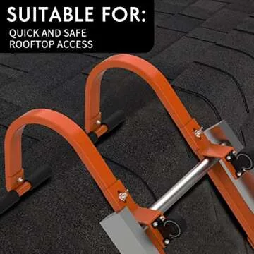 2 Pack Heavy Duty Roof Ladder Hook with Wheel,Extension Ladder Stabilizer for Roof with Rubber Grip T-Bar for Damage Prevention, Fast and Easy Setup to Access Steep Roofs