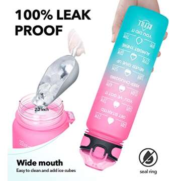 MEITAGIE Water Bottle 32oz with Straw, Motivational Water Bottle with Time Marker & Buckle Strap,Leak-Proof Tritan BPA-Free, Ensure You Drink Enough Water for Fitness, Gym, Camping, Outdoor Sports
