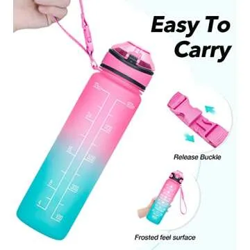 MEITAGIE Water Bottle 32oz with Straw, Motivational Water Bottle with Time Marker & Buckle Strap,Leak-Proof Tritan BPA-Free, Ensure You Drink Enough Water for Fitness, Gym, Camping, Outdoor Sports