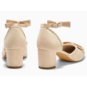 Coutgo Chunky Low Heels with Removable Bow Design