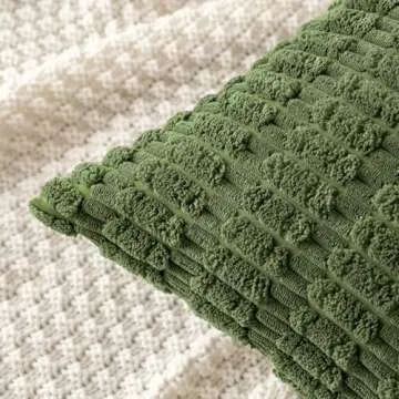 MIULEE Pack of 2 Moss Green Throw Pillow Covers 18x18 Inch Corduroy Decorative Couch Pillow Covers S...