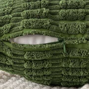 MIULEE Pack of 2 Moss Green Throw Pillow Covers 18x18 Inch Corduroy Decorative Couch Pillow Covers Soft Boho Striped Pillow Covers Spring Modern Farmhouse Home Decor for Sofa Living Room Bed