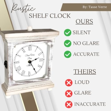 Rustic Silent Shelf Clock for Farmhouse Decor