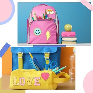 Glitter Chenille Letter Patches DIY Rainbow Preppy Crafts