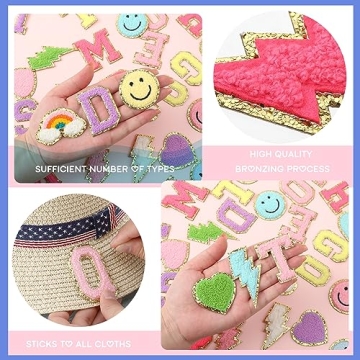 Glitter Chenille Letter Patches DIY Rainbow Preppy Crafts