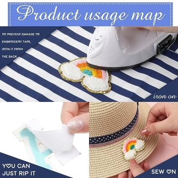 Glitter Chenille Letter Patches DIY Rainbow Preppy Crafts