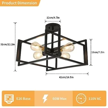 WILON Semi Flush Mount Ceiling Light Fixture for Modern Homes