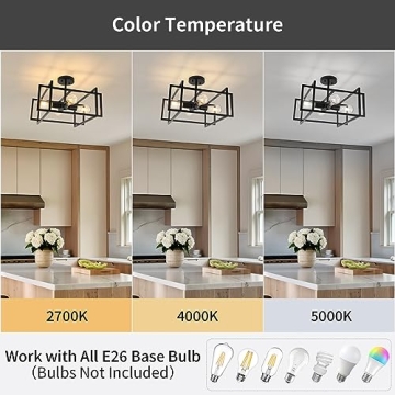 WILON Semi Flush Mount Ceiling Light Fixture for Modern Homes