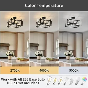 WILON Semi Flush Mount Ceiling Light Fixture for Modern Homes