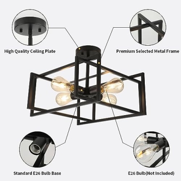 WILON Semi Flush Mount Ceiling Light Fixture for Modern Homes