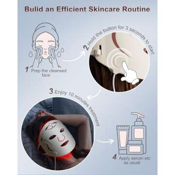 Red Light therapy Mask for Face Wrinkles,Blue Light therapy for Face Acne,Silicone Portable Led Facial Mask Light Therapy for Full Face Even Skin Tone,Fine Lines&Wrinkles,10- Min Treatment,Wired