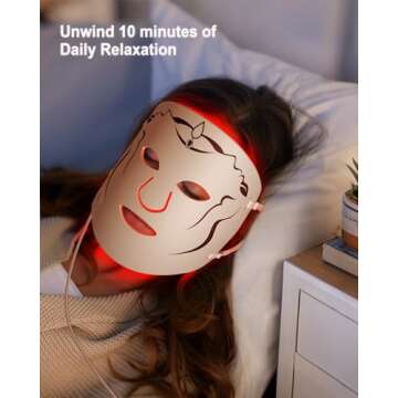 Red Light therapy Mask for Face Wrinkles,Blue Light therapy for Face Acne,Silicone Portable Led Facial Mask Light Therapy for Full Face Even Skin Tone,Fine Lines&Wrinkles,10- Min Treatment,Wired