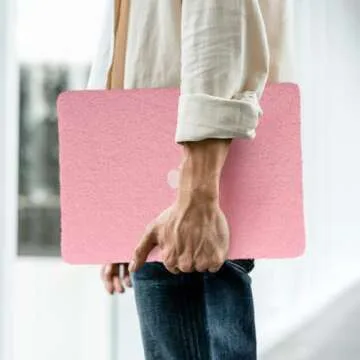 BYCeKe Compatible with MacBook Air 13.6 inch Case 2022 2023 2024 Release M3 A3113 M2 A2681, Soft Fluffy Fuzzy Plush Faux Fur Leather Hard Shell Case&Keyboard Cover for Mac Air 13.6 Laptop, Pink