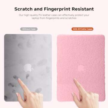 BYCeKe Compatible with MacBook Air 13.6 inch Case 2022 2023 2024 Release M3 A3113 M2 A2681, Soft Fluffy Fuzzy Plush Faux Fur Leather Hard Shell Case&Keyboard Cover for Mac Air 13.6 Laptop, Pink
