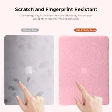 BYCeKe Compatible with MacBook Air 13.6 inch Case 2022 2023 2024 Release M3 A3113 M2 A2681, Soft Fluffy Fuzzy Plush Faux Fur Leather Hard Shell Case&Keyboard Cover for Mac Air 13.6 Laptop, Pink