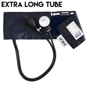 MDF Instruments, Calibra Aneroid Premium Professional Sphygmomanometer, Blood Pressure Monitor with Adult Cuff & Carrying Case, Lifetime Calibration, White Dial, Navy Blue Cuff, MDF808M04