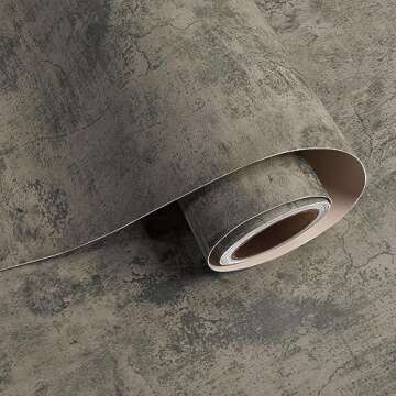 VaryPaper 15.7''x78.7'' Thick Weathered Concrete Wallpaper Peel and Stick Textured Cement Contact Pa...