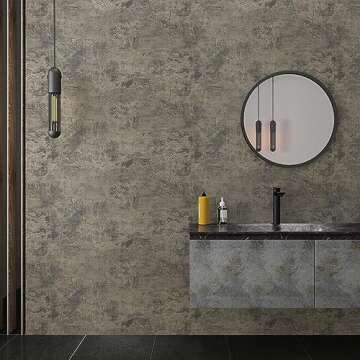 VaryPaper 15.7''x78.7'' Thick Weathered Concrete Wallpaper Peel and Stick Textured Cement Contact Paper Waterproof Self Adhesive Vinyl Concrete Wall Paper Roll for Bathroom Kitchen Countertops Table