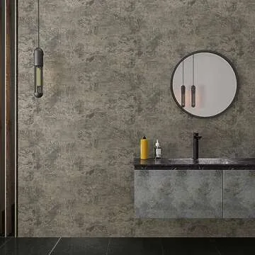 VaryPaper 15.7''x78.7'' Thick Weathered Concrete Wallpaper Peel and Stick Textured Cement Contact Paper Waterproof Self Adhesive Vinyl Concrete Wall Paper Roll for Bathroom Kitchen Countertops Table