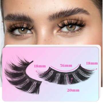 Losha Lashes 6 Pairs Fluffy False Eyelashes for Women 20mm Long Dramatic Faux Mink Strip 5D Lashes P...