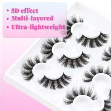Losha Lashes 6 Pairs Fluffy False Eyelashes for Women 20mm Long Dramatic Faux Mink Strip 5D Lashes Pack for Gorgeous Makeup