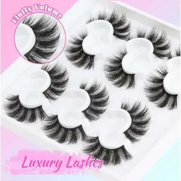 Losha Lashes 6 Pairs Fluffy False Eyelashes for Women 20mm Long Dramatic Faux Mink Strip 5D Lashes Pack for Gorgeous Makeup